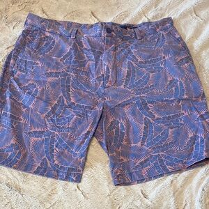 Vineyard Vines Blue and Pink Leaf Print Men's Shorts